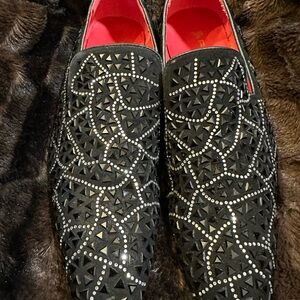 Fiesso  Black Genuine Suede Stoned Slipon Men’s